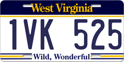 WV license plate 1VK525