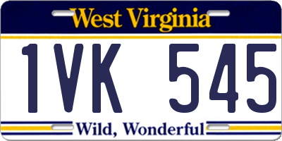 WV license plate 1VK545