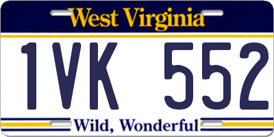 WV license plate 1VK552
