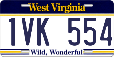 WV license plate 1VK554