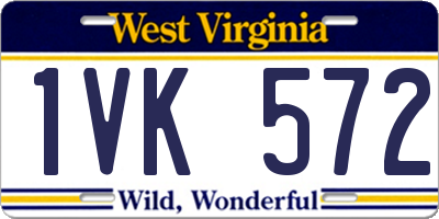 WV license plate 1VK572