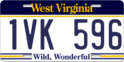 WV license plate 1VK596