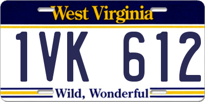 WV license plate 1VK612