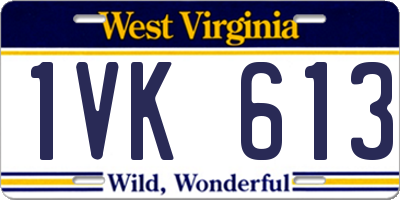 WV license plate 1VK613