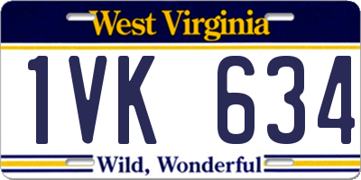 WV license plate 1VK634