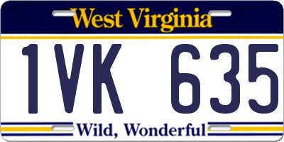 WV license plate 1VK635