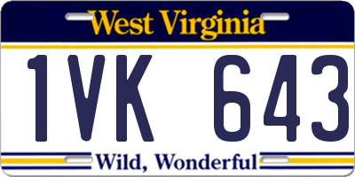 WV license plate 1VK643
