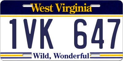 WV license plate 1VK647