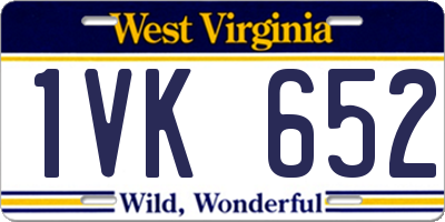 WV license plate 1VK652