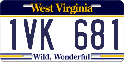 WV license plate 1VK681
