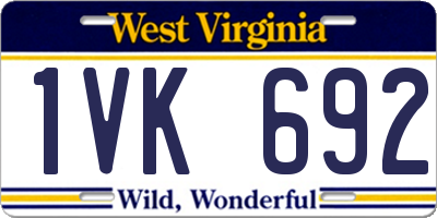 WV license plate 1VK692