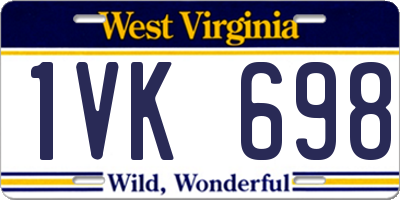 WV license plate 1VK698