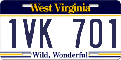WV license plate 1VK701