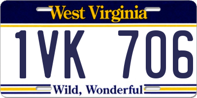 WV license plate 1VK706