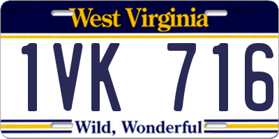 WV license plate 1VK716
