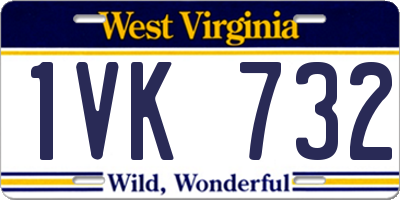 WV license plate 1VK732