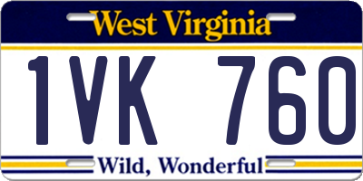 WV license plate 1VK760