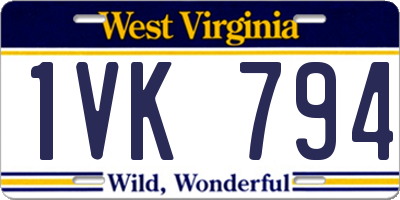 WV license plate 1VK794