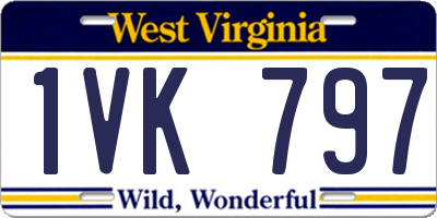 WV license plate 1VK797