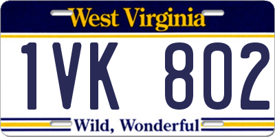 WV license plate 1VK802