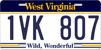 WV license plate 1VK807