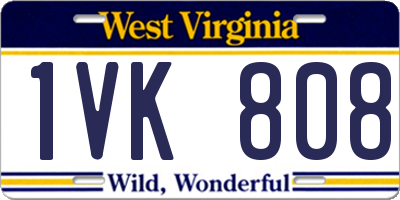 WV license plate 1VK808