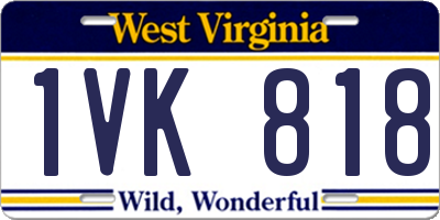 WV license plate 1VK818