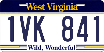 WV license plate 1VK841