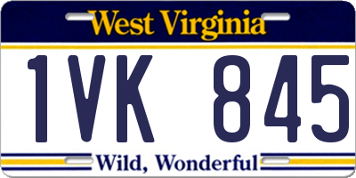 WV license plate 1VK845