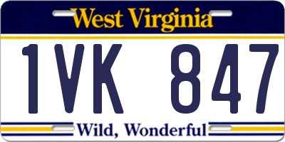 WV license plate 1VK847