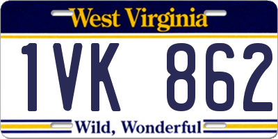 WV license plate 1VK862