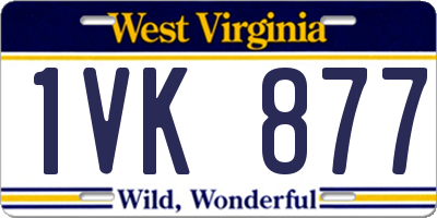 WV license plate 1VK877