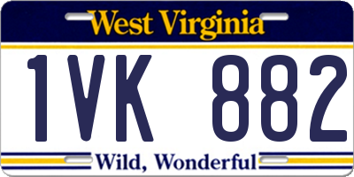 WV license plate 1VK882