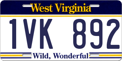 WV license plate 1VK892
