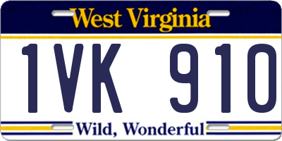 WV license plate 1VK910