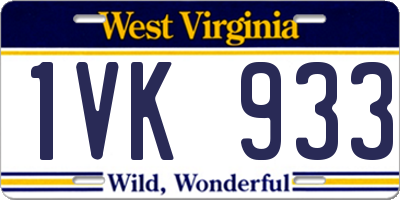 WV license plate 1VK933