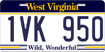 WV license plate 1VK950