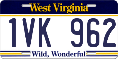 WV license plate 1VK962