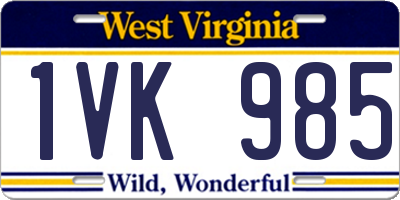 WV license plate 1VK985