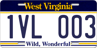 WV license plate 1VL003