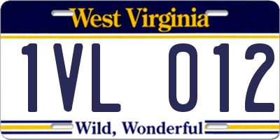WV license plate 1VL012
