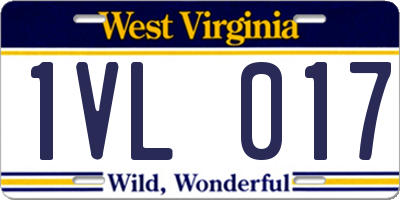 WV license plate 1VL017