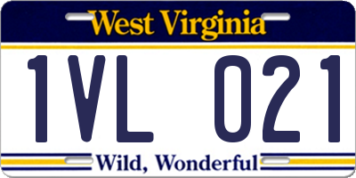 WV license plate 1VL021
