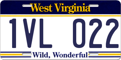WV license plate 1VL022