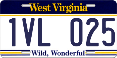 WV license plate 1VL025