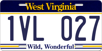 WV license plate 1VL027