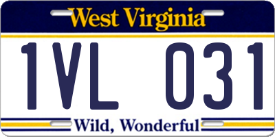 WV license plate 1VL031