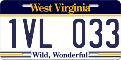 WV license plate 1VL033