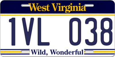 WV license plate 1VL038