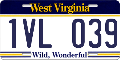WV license plate 1VL039